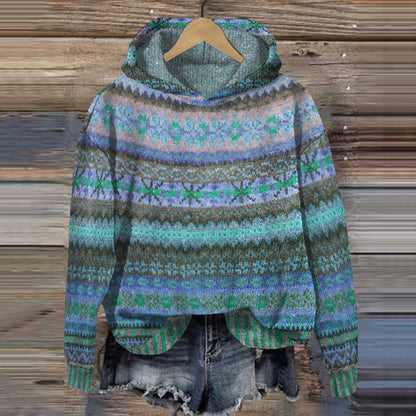 LB | Wzorzysta bluza z kapturem