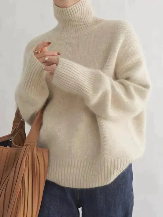 LB | Minimalistyczny sweter z dzianiny z wysokim dekoltem