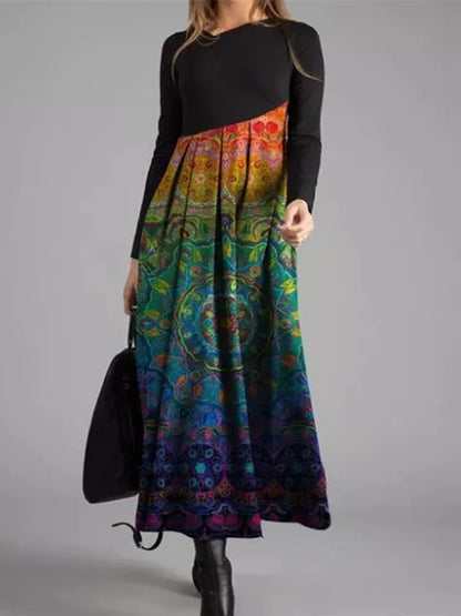 LB | Geometryczna patchworkowa sukienka maxi