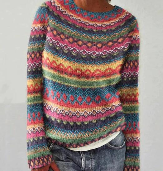 LB | Sweter z dzianiny we wzór vintage