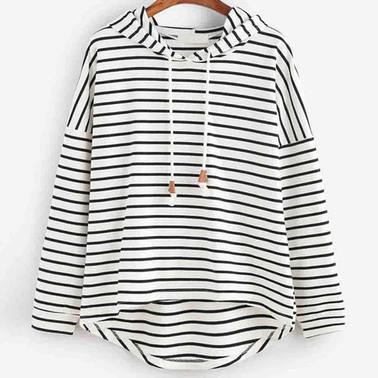 LB | Oversizowy sweter z kapturem w paski