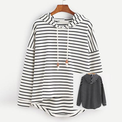 LB | Oversizowy sweter z kapturem w paski