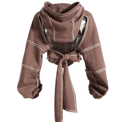 LB | Bluza z kapturem z dekoltem w szpic