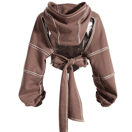 LB | Bluza z kapturem z dekoltem w szpic