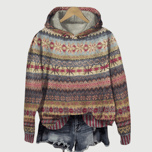 LB | Wzorzysta bluza z kapturem