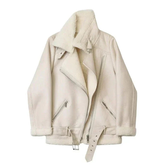 Amiah™ Leather Winter Jacket for Women with Fur Collar - Cayana - 1