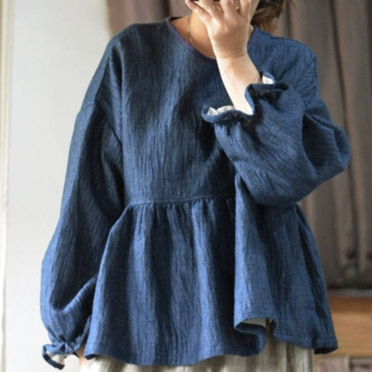 Buddhatrends Loose Vintage Patchwork Flax Top