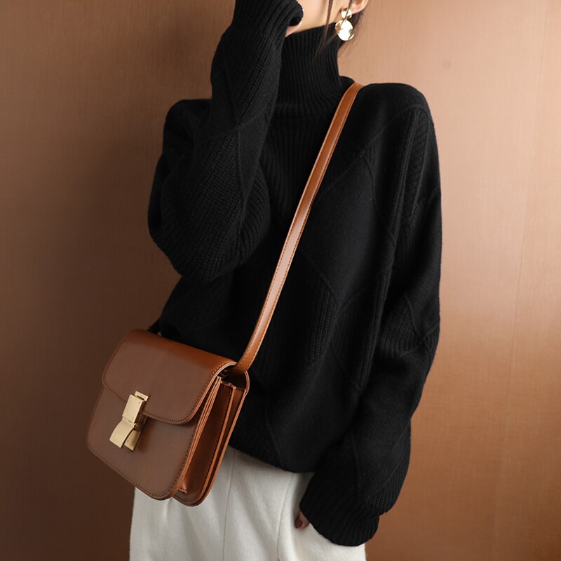 LB | Elegancki kaszmirowy sweter z golfem