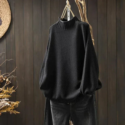 LB | Sweter z golfem z grubej dzianiny