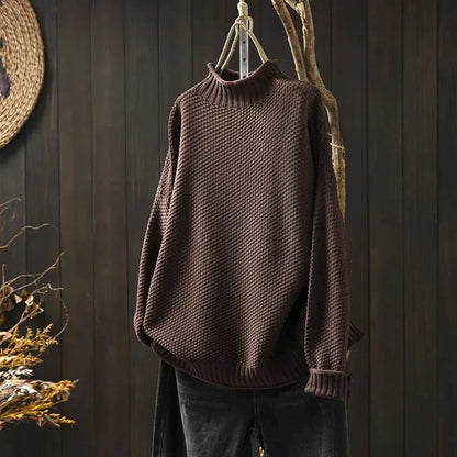 LB | Sweter z golfem z grubej dzianiny