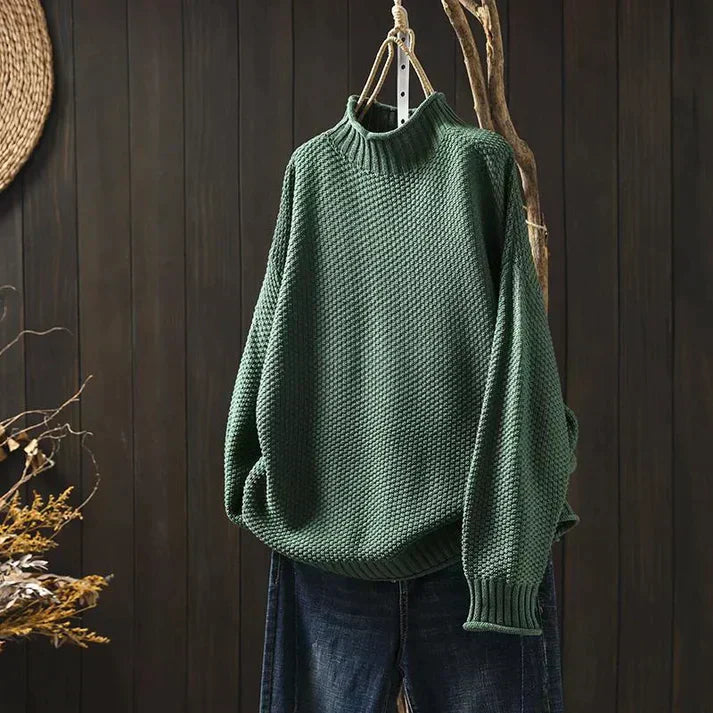 LB | Sweter z golfem z grubej dzianiny