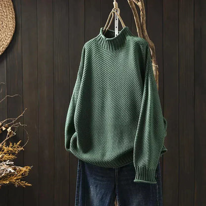 LB | Sweter z golfem z grubej dzianiny