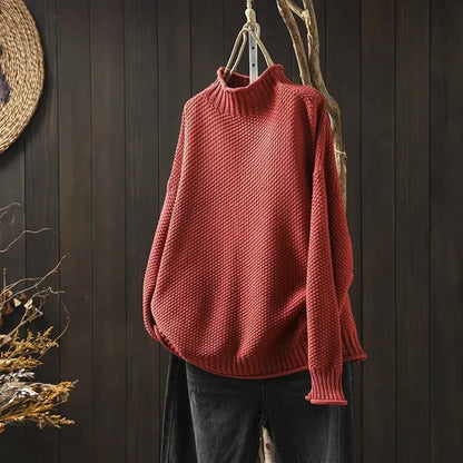 LB | Sweter z golfem z grubej dzianiny