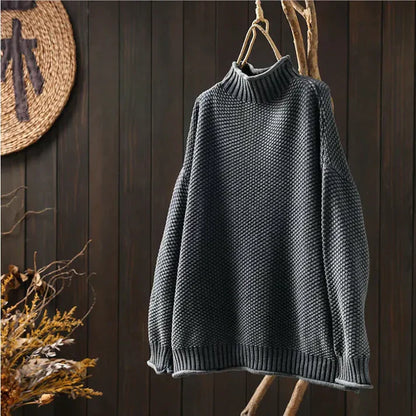 LB | Sweter z golfem z grubej dzianiny