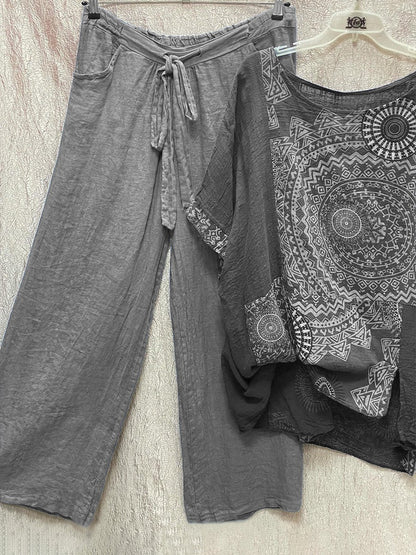LB | Dwuczęściowy komplet z luźnym nadrukiem w stylu boho