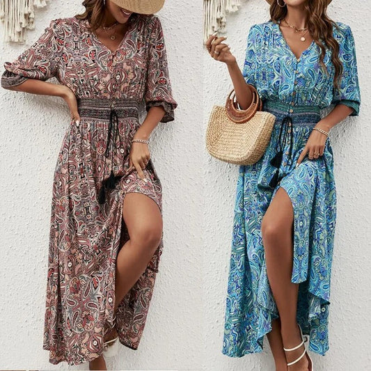 AS | Boho maxi sukienka z rozcięciem