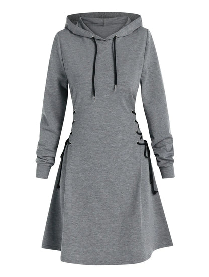 LB | Casualowa elegancka sukienka midi z kapturem