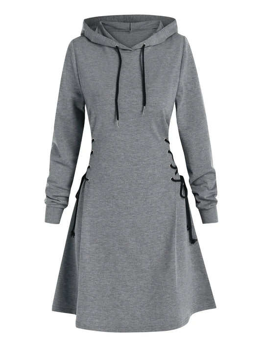 LB | Casualowa elegancka sukienka midi z kapturem