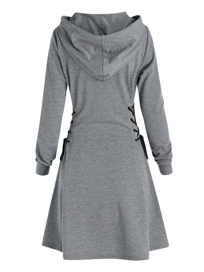 LB | Casualowa elegancka sukienka midi z kapturem