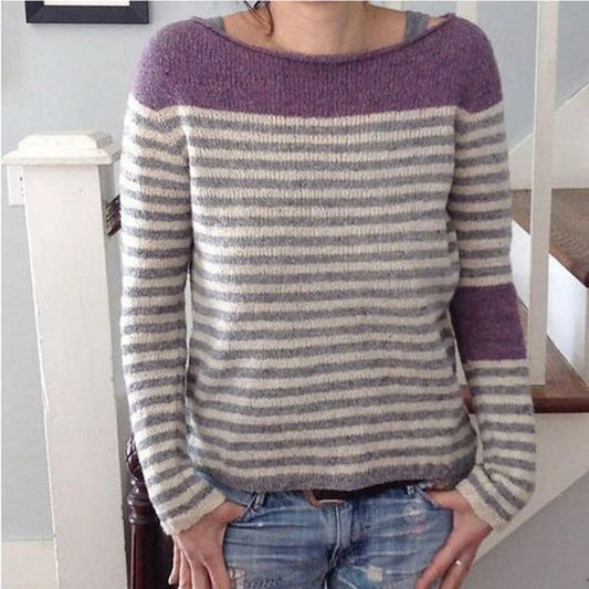 AS | Sweter z dzianiny colorblock z rękawami w paski