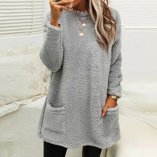 LB | Przytulny pluszowy sweter z kieszeniami