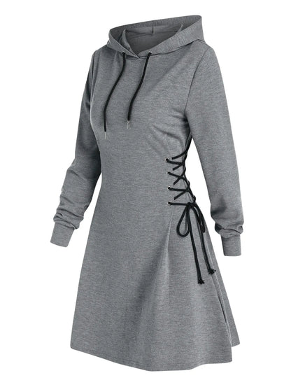 LB | Casualowa elegancka sukienka midi z kapturem