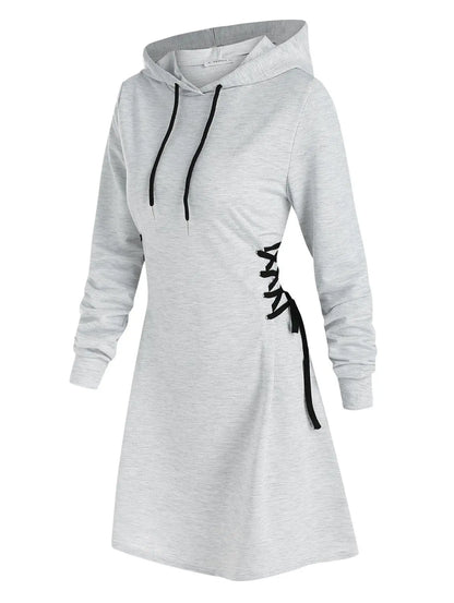 LB | Casualowa elegancka sukienka midi z kapturem